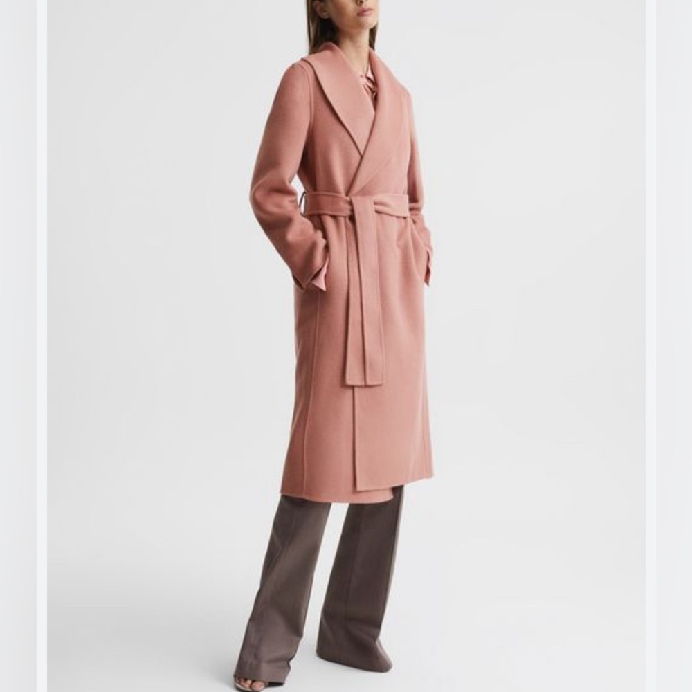 NWT Barneys New York Alpaca & Wool Blend Overcoat in Pink Size Large